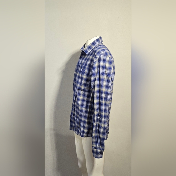 Under Armour UA Tradesman Blue Gray Flannel Shirt Long Sleeve Snap Men's Size La - Picture 3 of 6